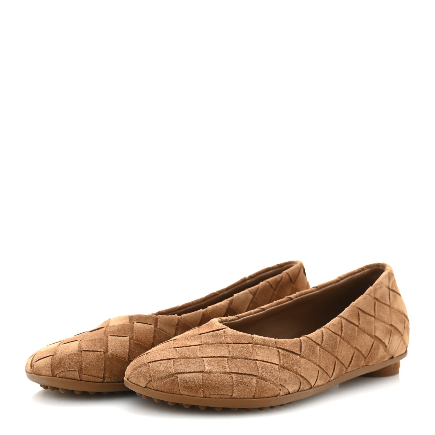 Bottega Veneta Suede Intrecciato Ballet Flats 36 Caramel 4 of 8