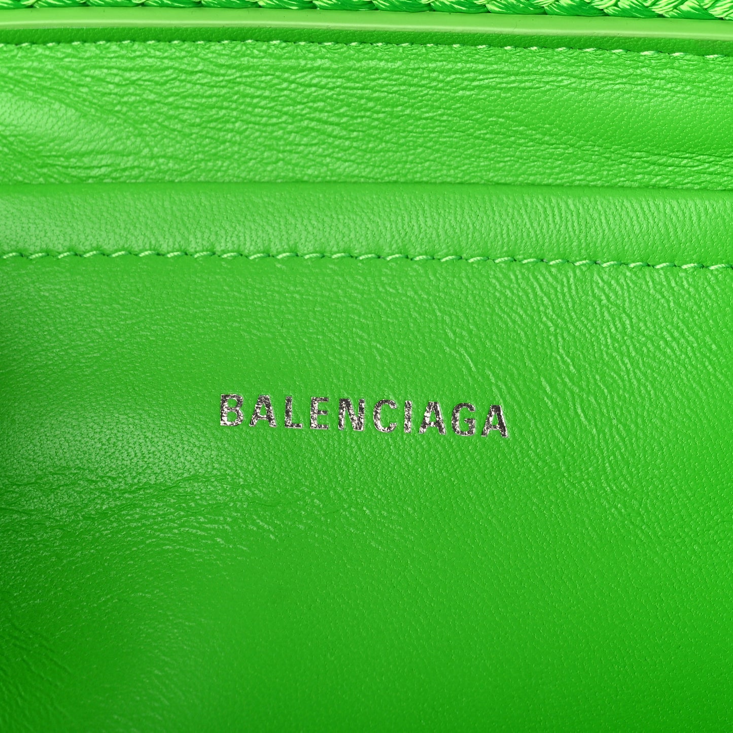 Nylon Lambskin Woven Small Ibiza Basket With Strap Green
