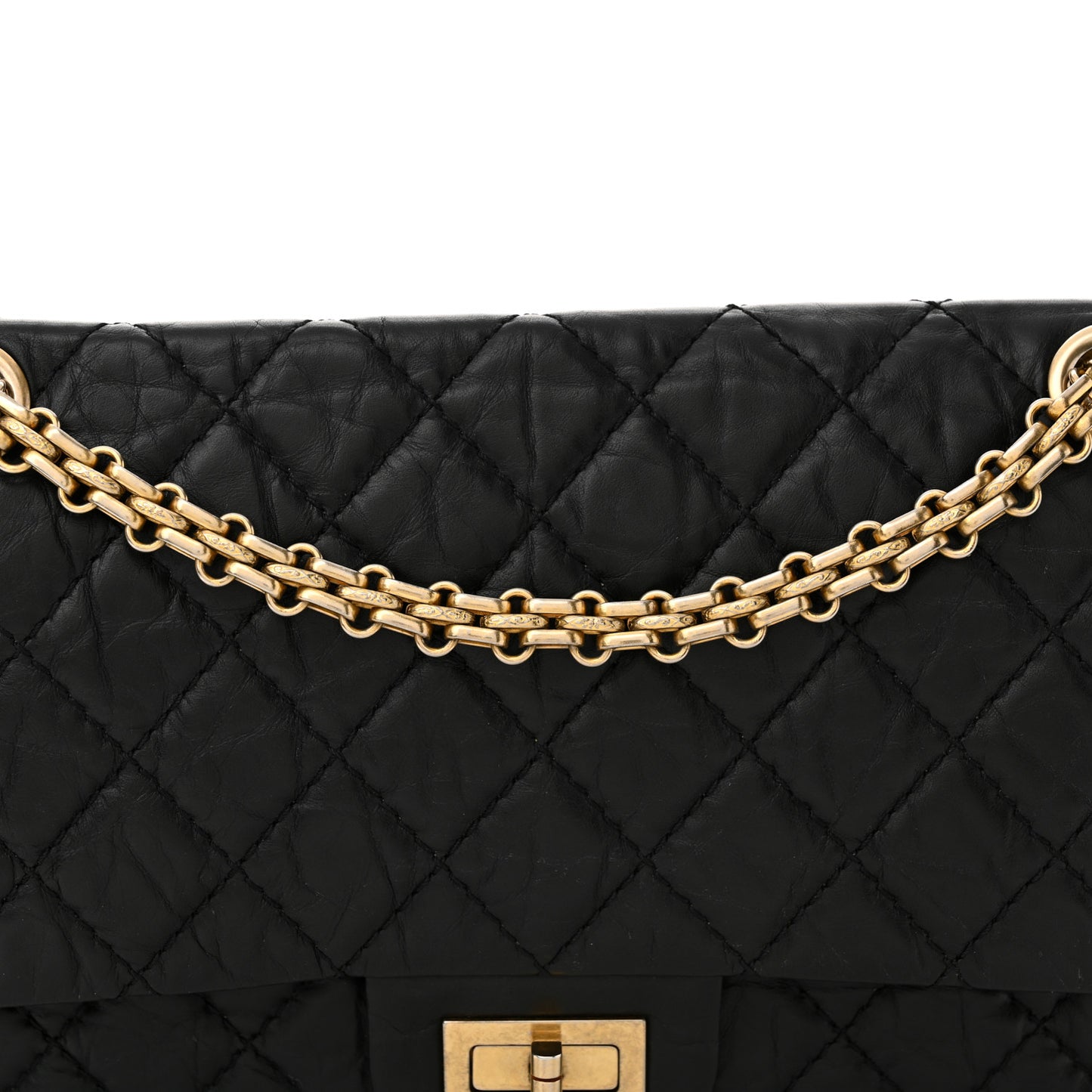 Aged Calfskin Quilted 2.55 Reissue 225 Flap Black