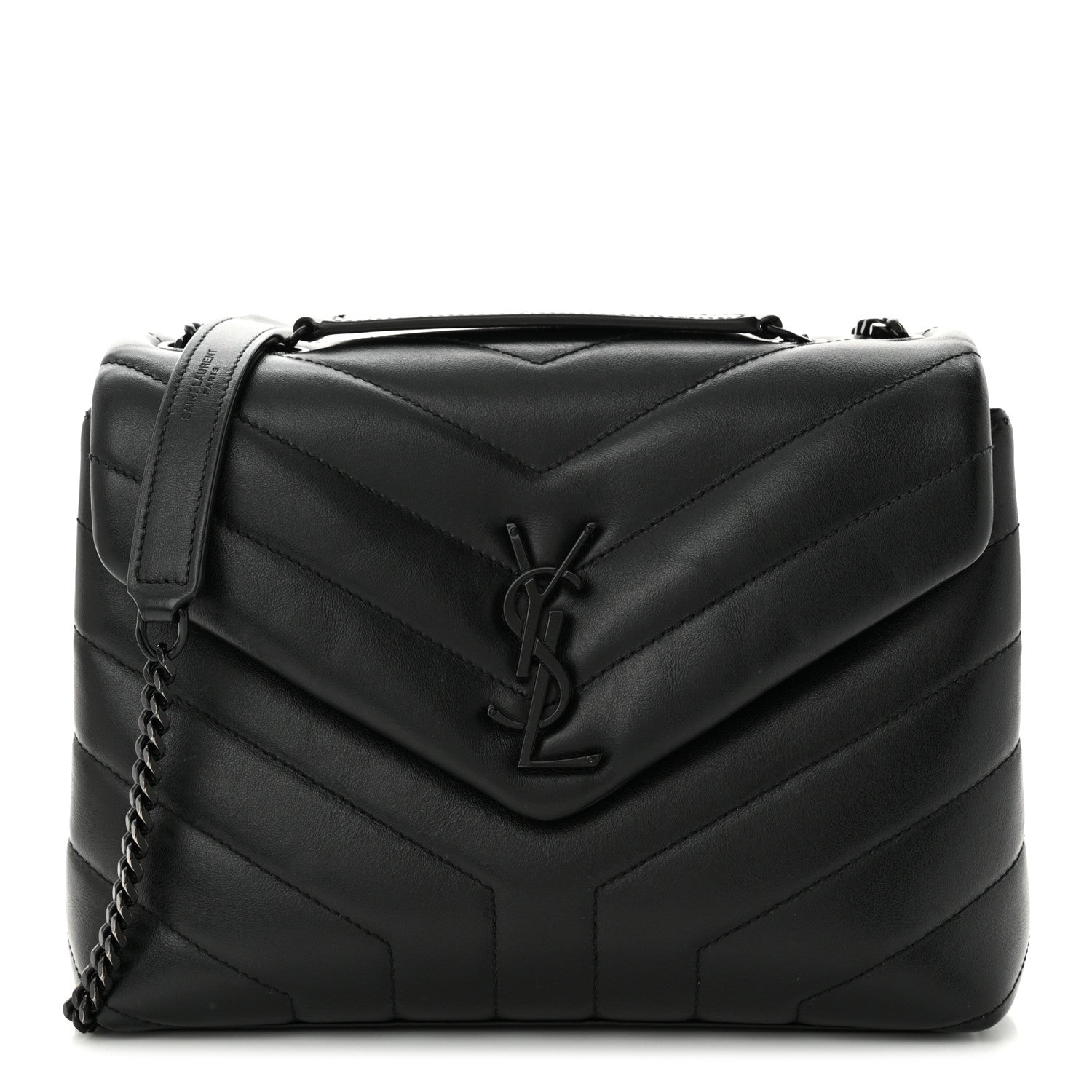 Saint Laurent Calfskin Y Quilted Monogram Monochrome Small Loulou Chain Satchel Black 1 of 11