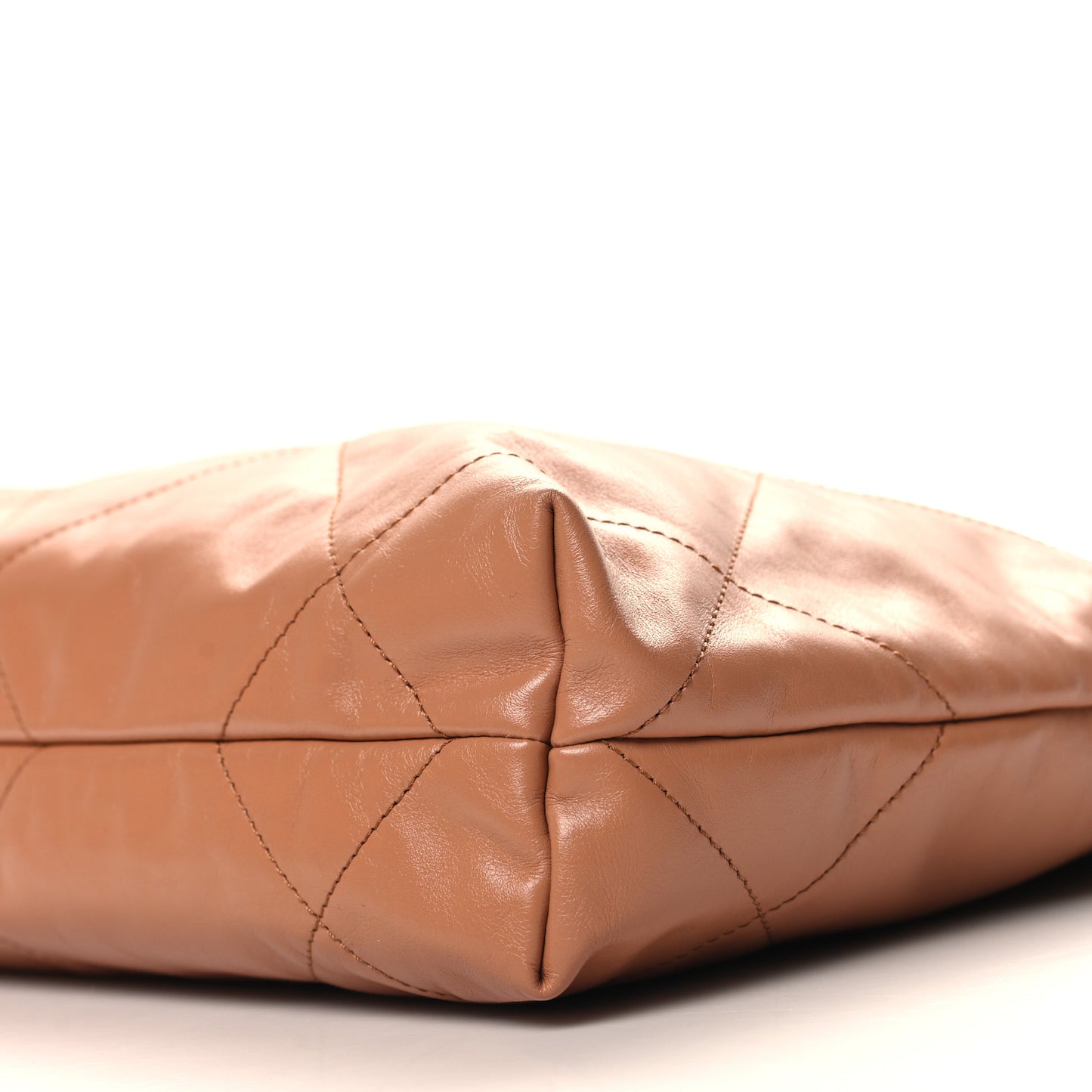 Shiny Calfskin Quilted Small Chanel 22 Camel