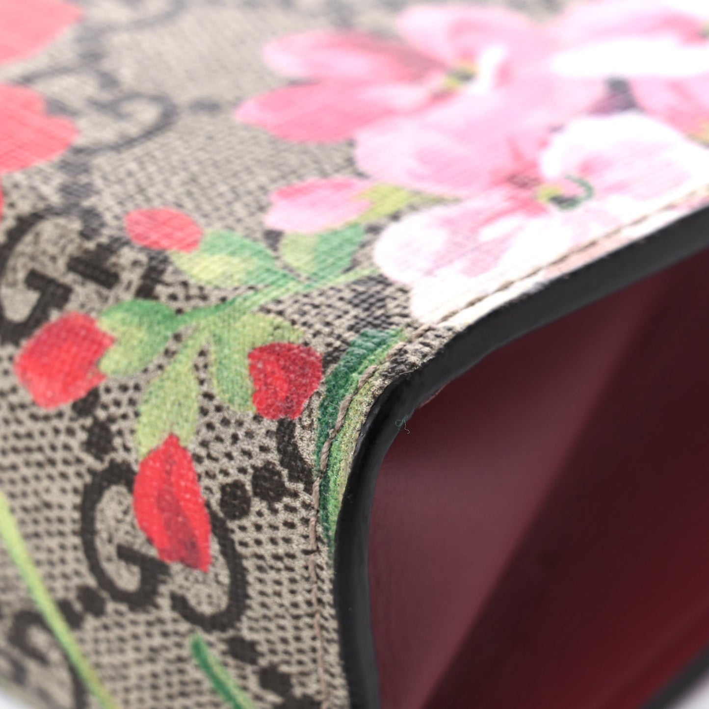 GG Supreme Monogram Blooms Large Cosmetic Case Beige Multicolor Dry Rose