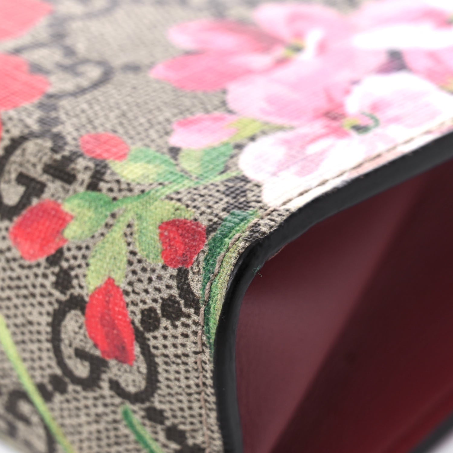 Gucci GG Supreme Monogram Blooms Large Cosmetic Case Beige Multicolor Dry Rose 9 of 11