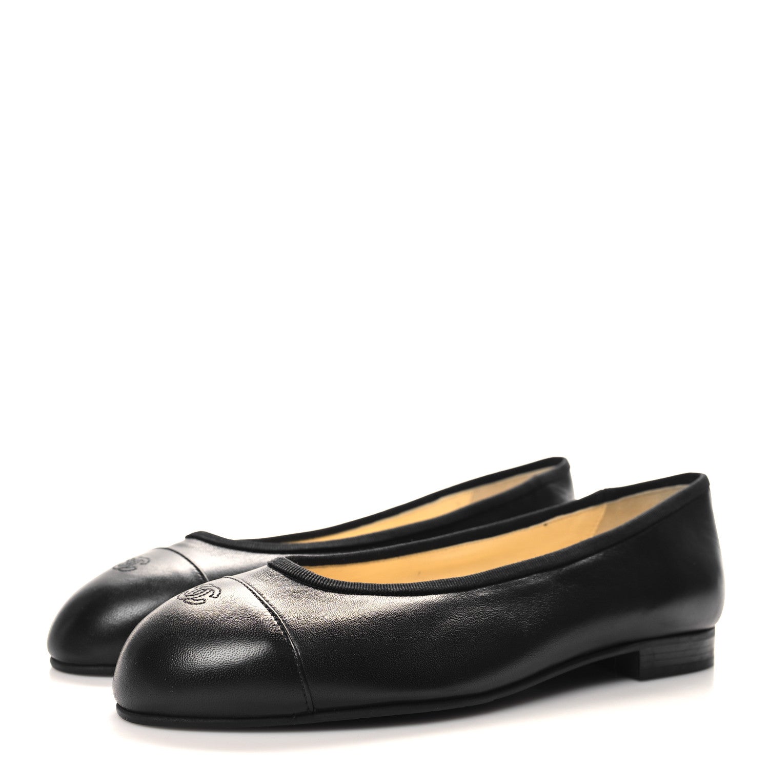 Chanel Lambskin Cap Toe CC Uniform Ballerina Flats 38 Black 3 of 7