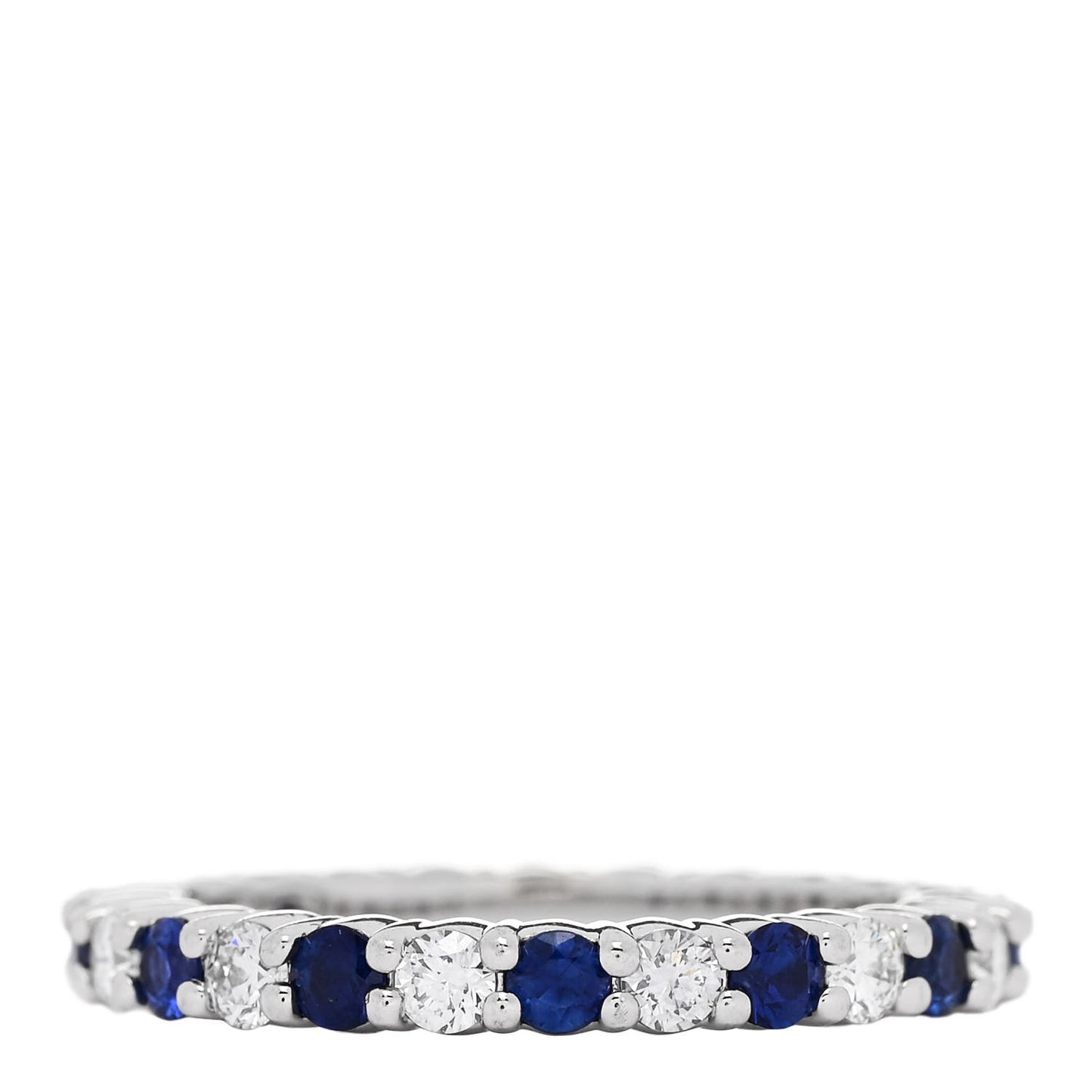 Platinum Diamond Blue Sapphire Eternity Wedding Band Ring 53 6.5