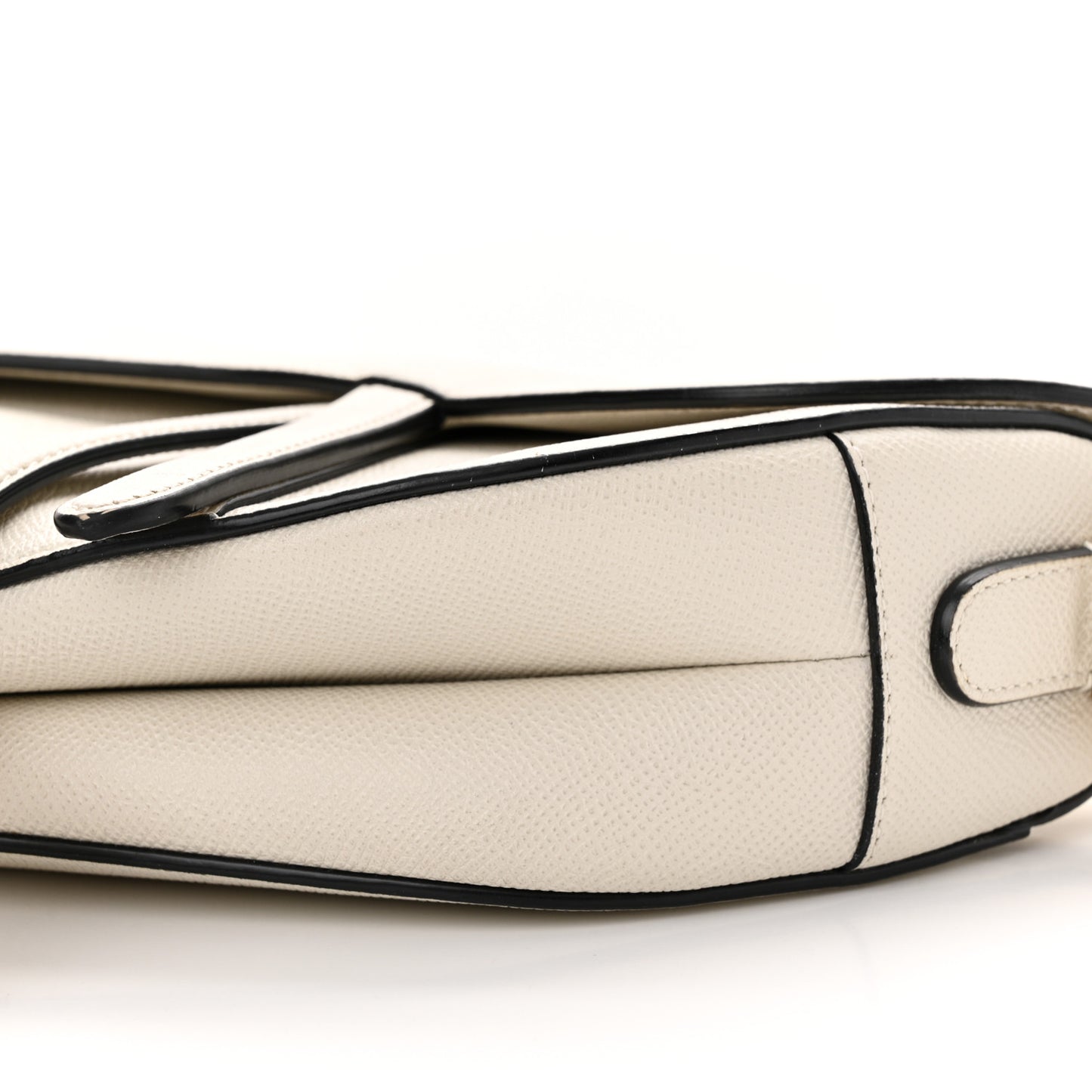 Grained Calfskin Saddle Bag White