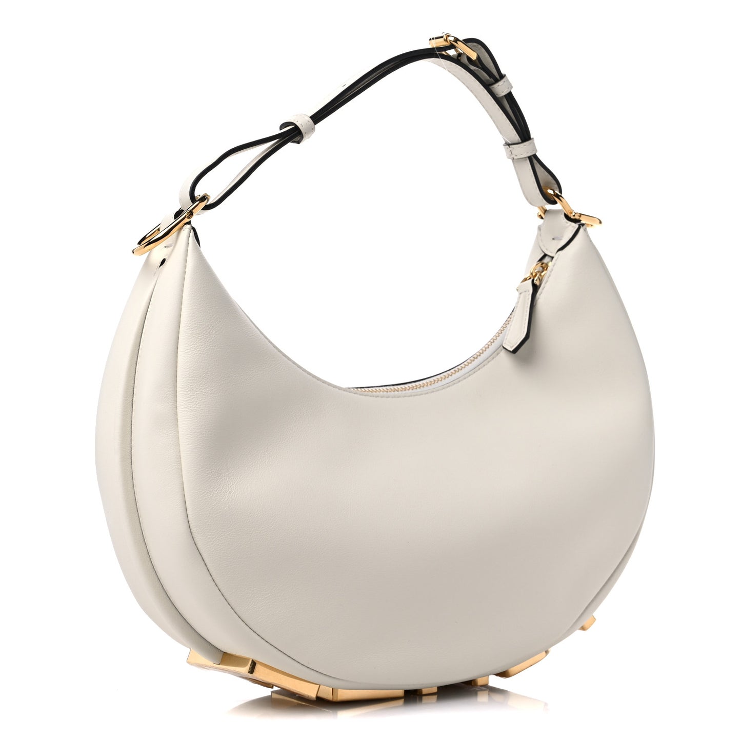Vitello Grace Matte Small Fendigraphy Hobo Bag White Ice