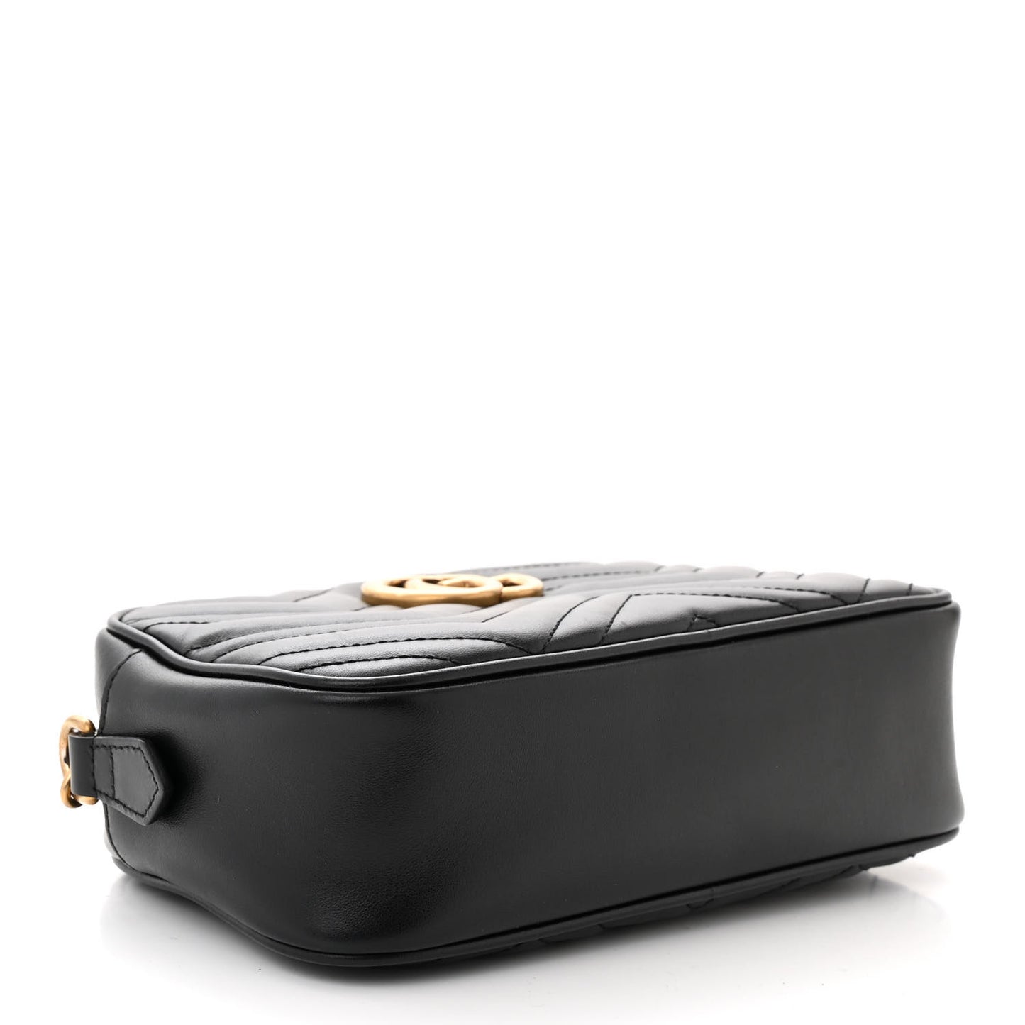 Calfskin Matelasse Small GG Marmont Chain Shoulder Bag Black