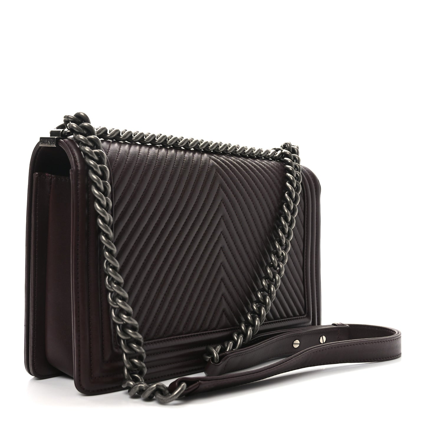 Calfskin Chevron Quilted New Medium Boy Flap Burgundy