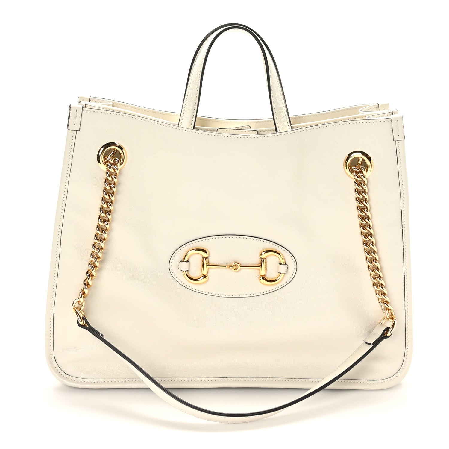 Gucci New Sakai Calfskin Lux Medium Horsebit 1955 Tote Bag Mystic White 1 of 12