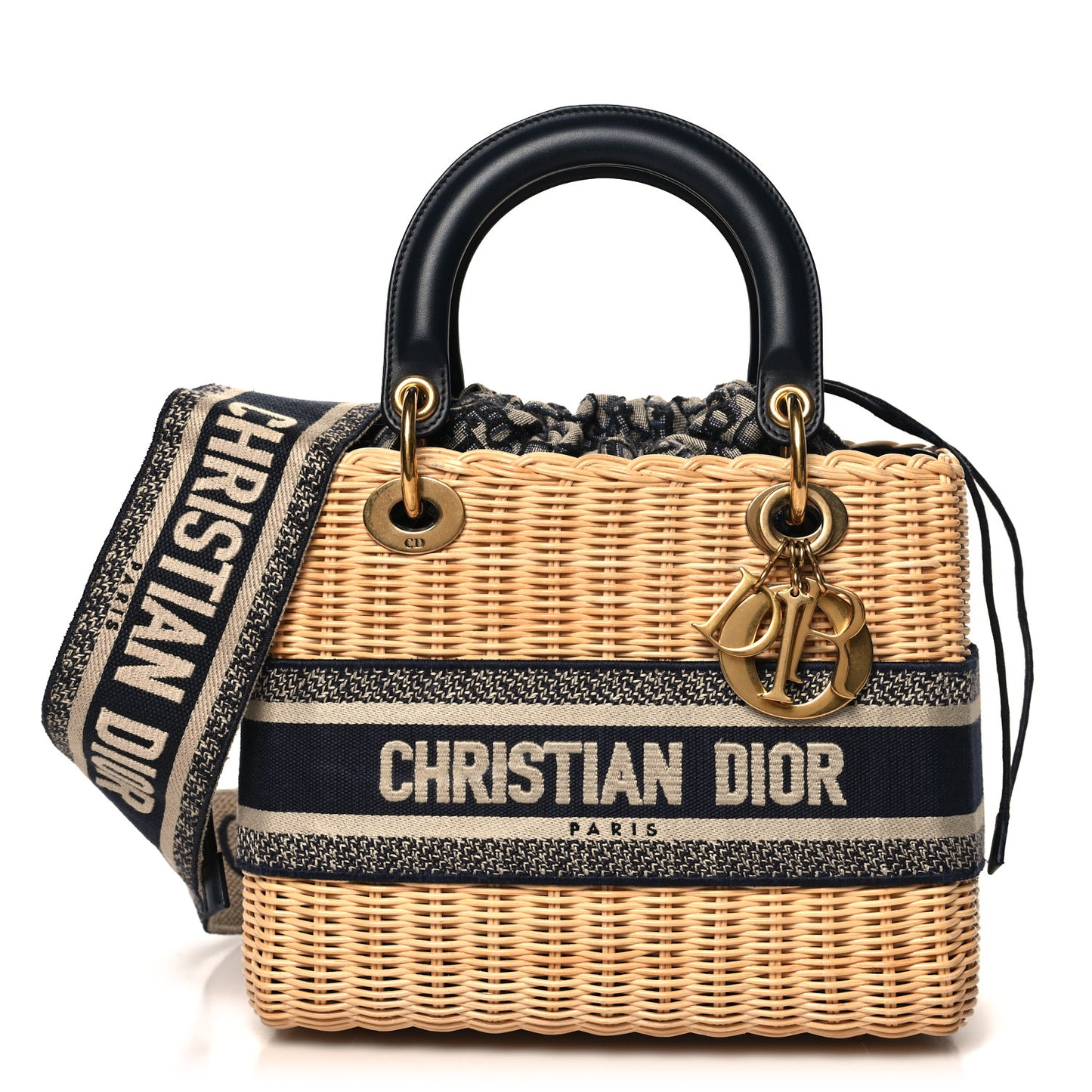 Wicker Oblique Medium Lady Dior Bag Blue