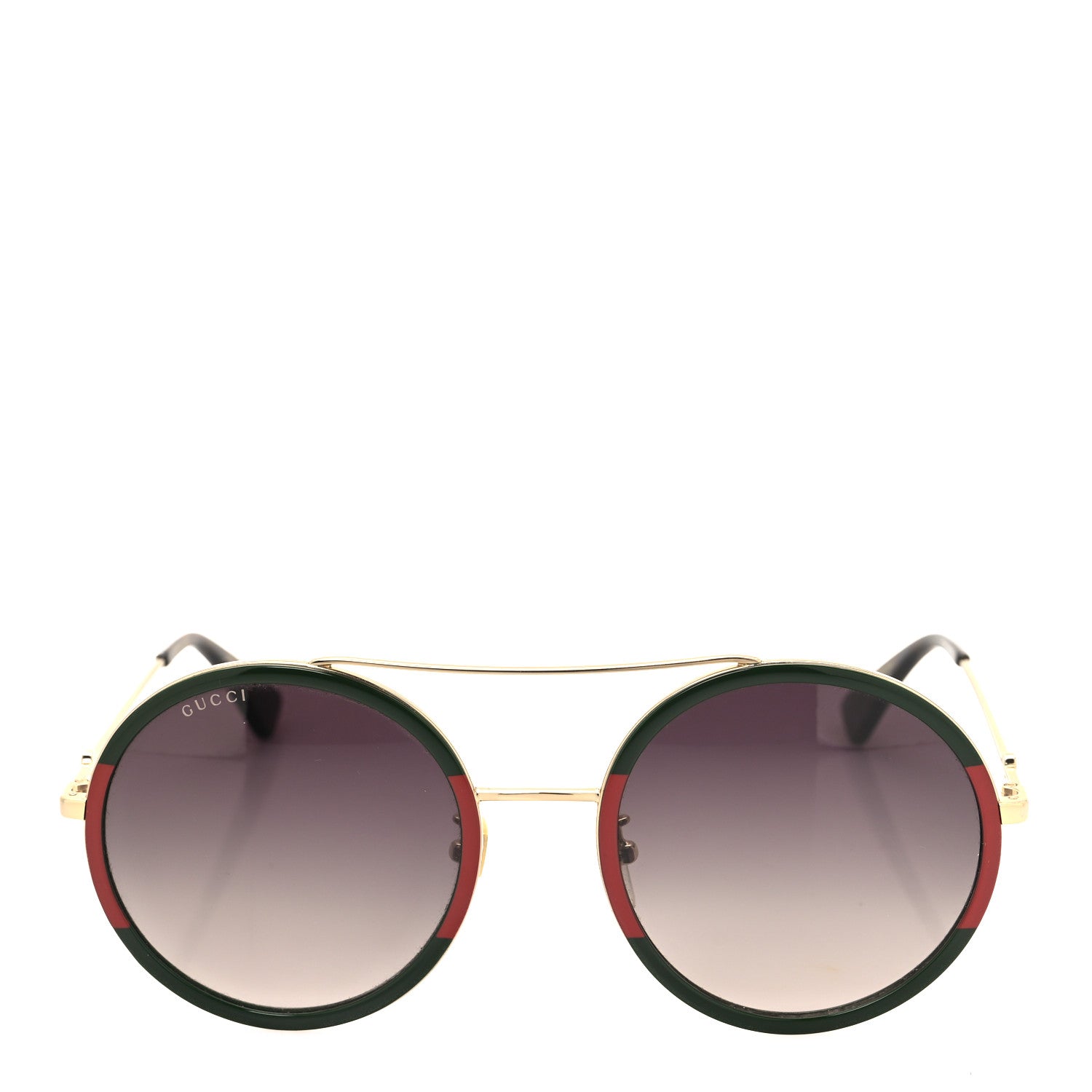 Gucci Metal Round Frame Sunglasses GG0061S Green Red 2 of 9