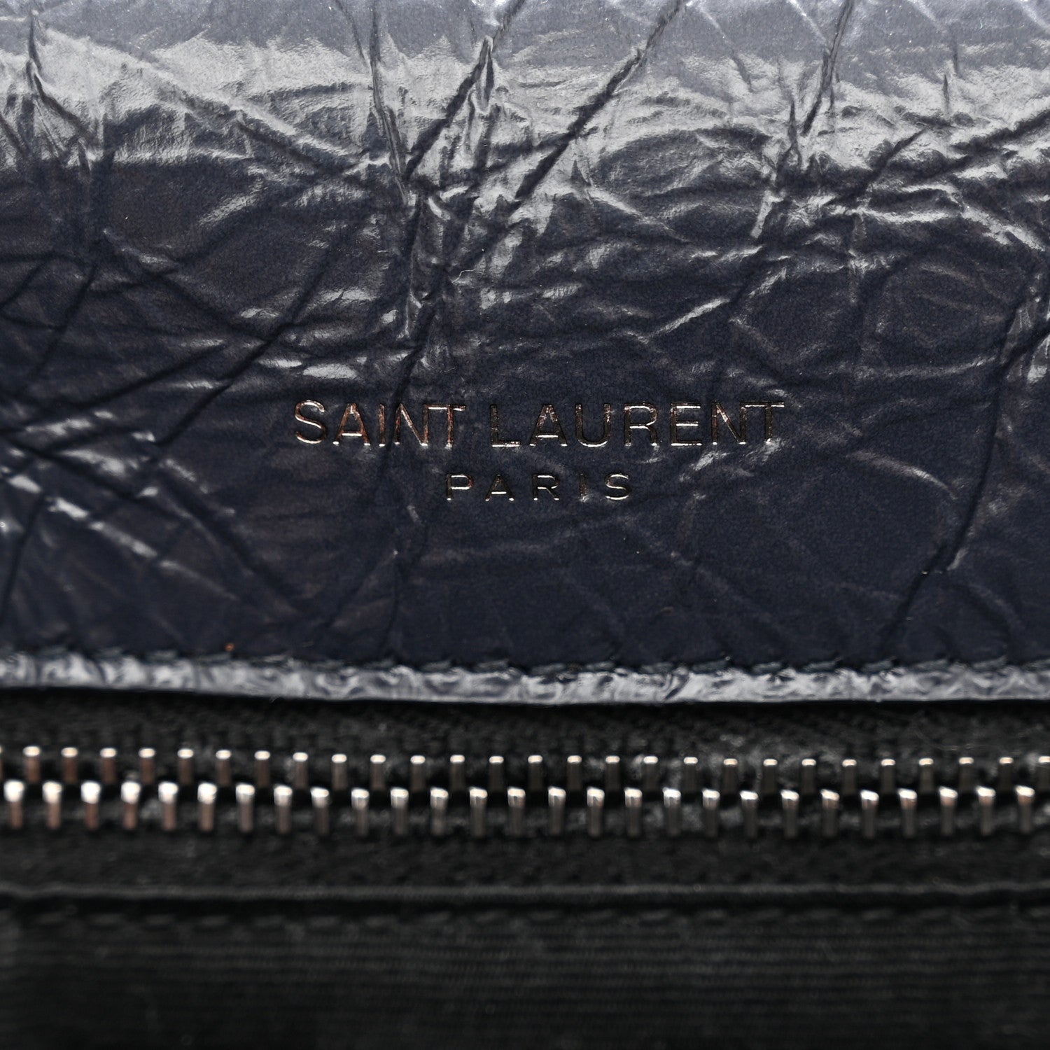 Saint Laurent Crinkled Calfskin Matelasse Monogram Medium Niki Chain Satchel Deep Marine 7 of 13