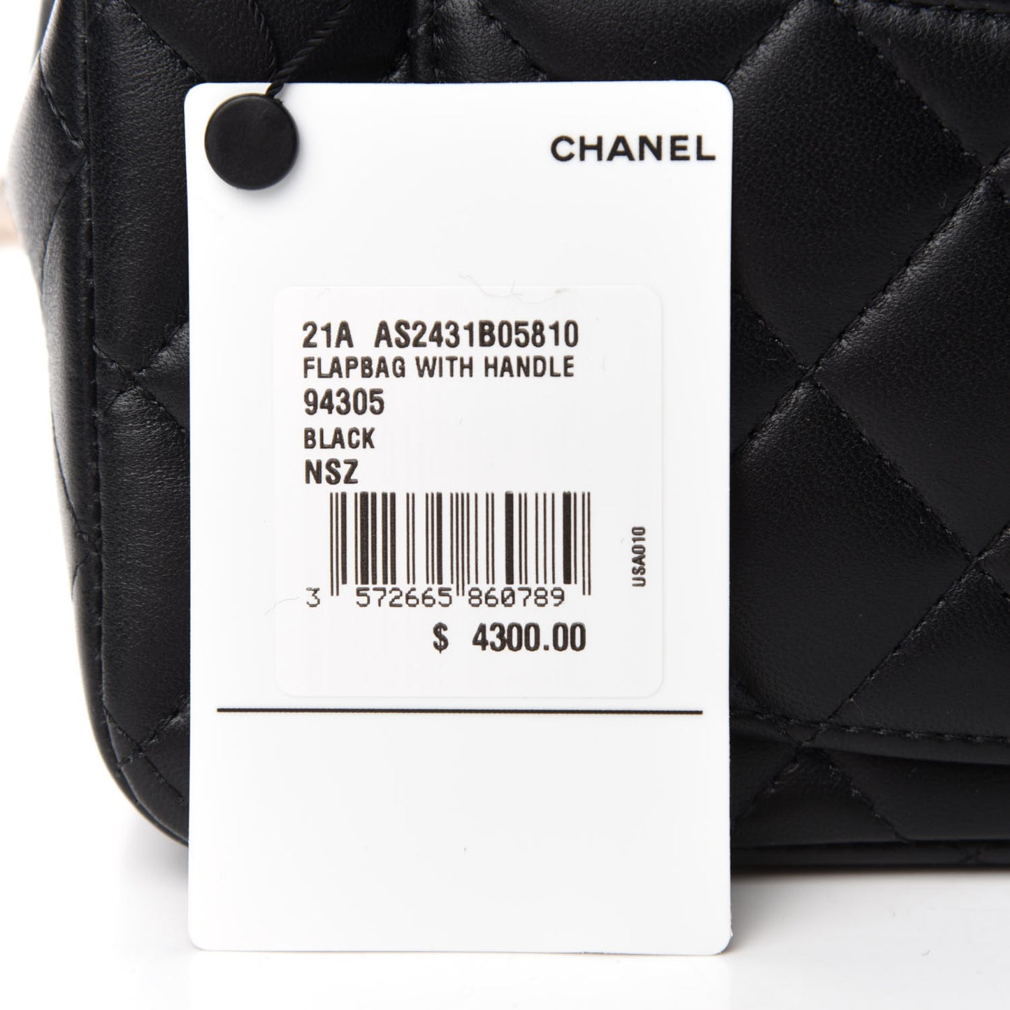 Lambskin Quilted Mini Top Handle Rectangular Flap Black