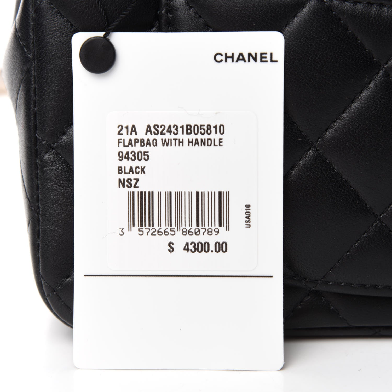 Chanel Lambskin Quilted Mini Top Handle Rectangular Flap Black 10 of 12