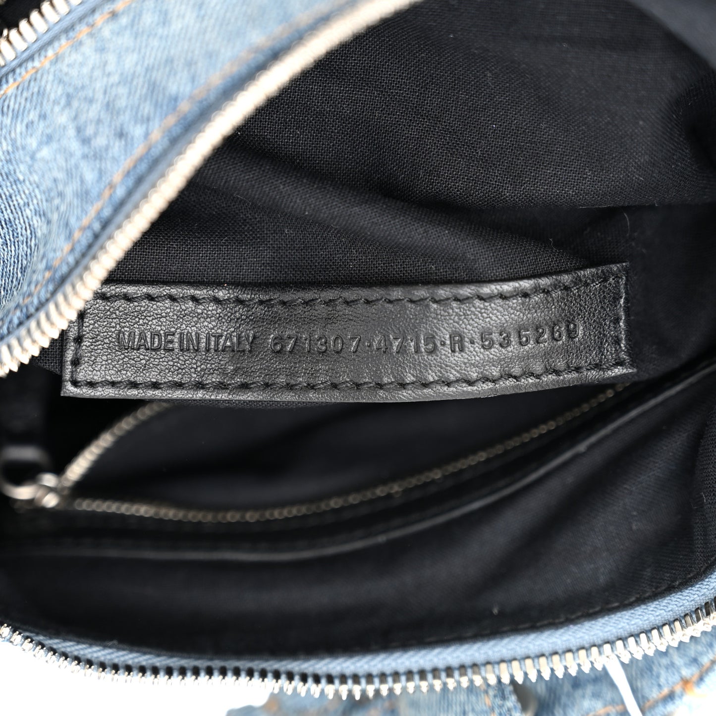 Washed Frayed Denim Crystal Small Le Cagole Shoulder Bag Blue