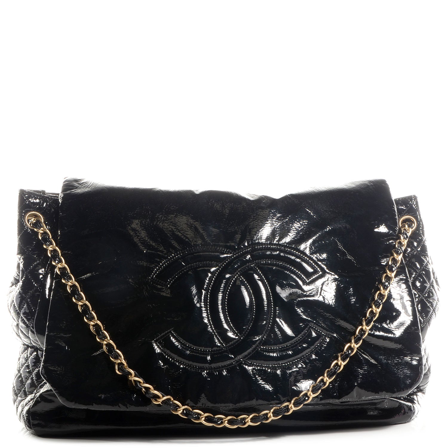 Chanel Vinyl Rock and Chain XL Flap Black 67608 – FASHIONPHILE