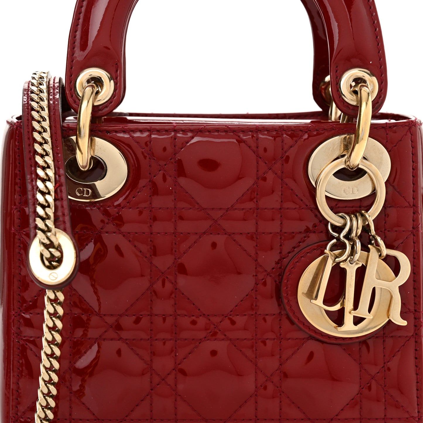 Patent Cannage Mini Lady Dior Red
