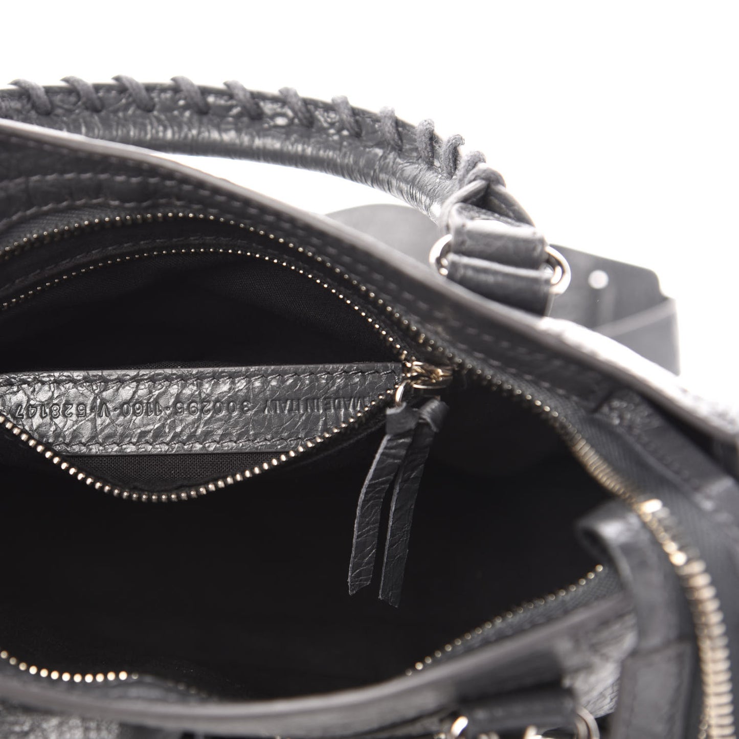 Agneau Classic Silver Hardware Mini City Gris Fossile
