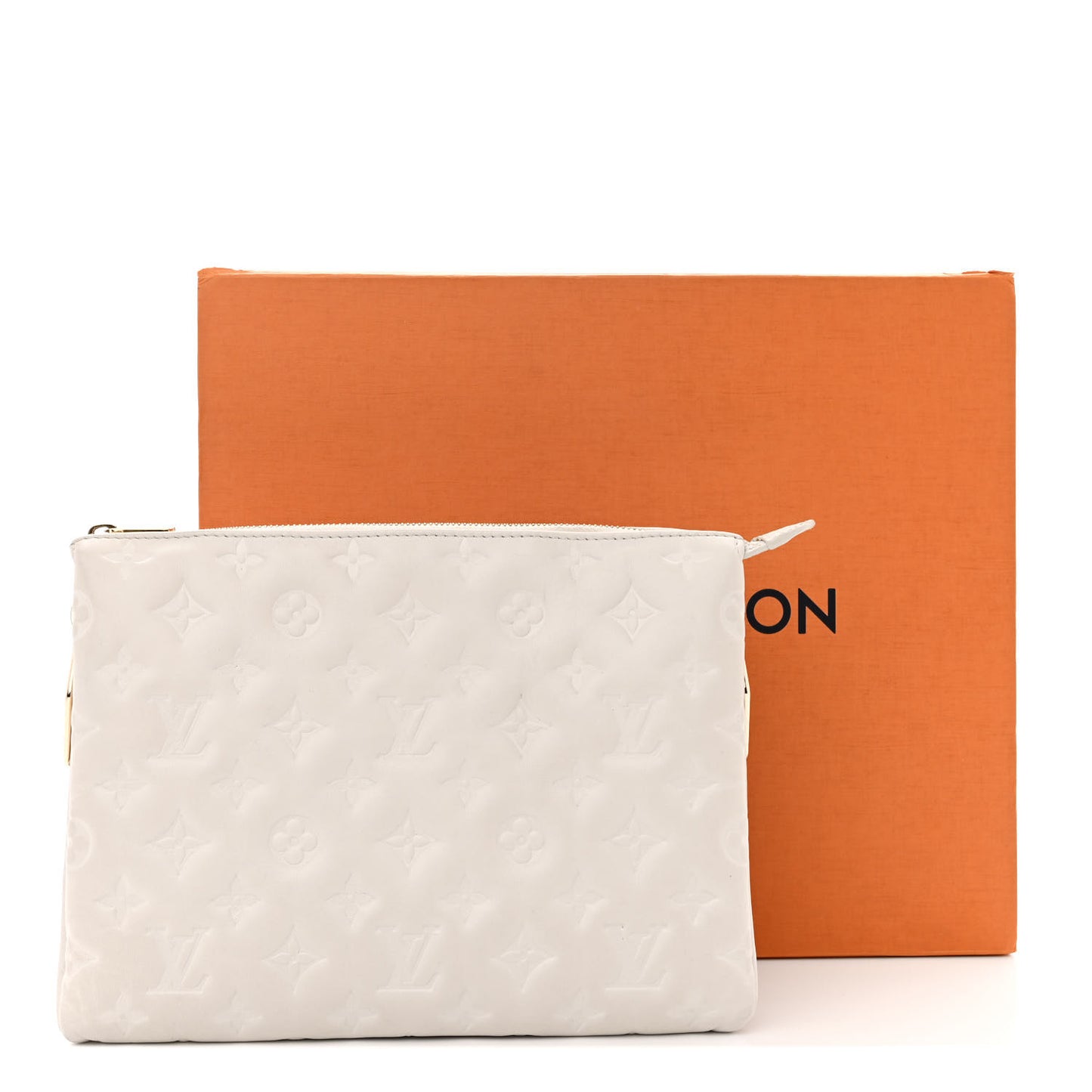 Lambskin Embossed Monogram Coussin PM Beige Cream