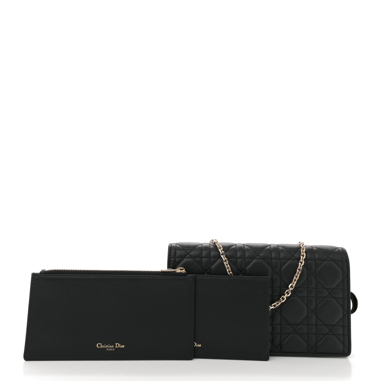 Lambskin Cannage Lady Dior Pouch Black