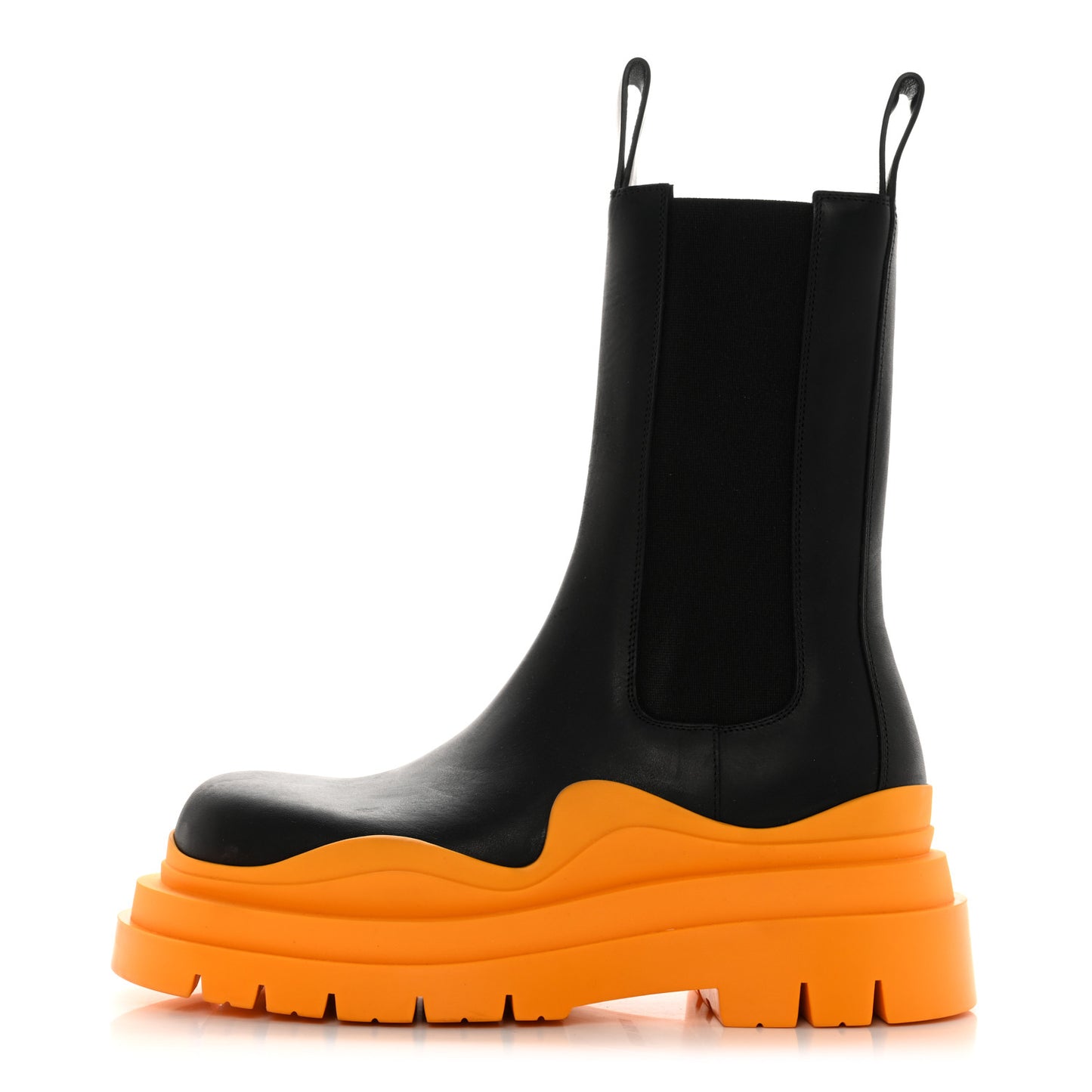 Calfskin The Tire Chelsea Boots 40 Black Tangerine