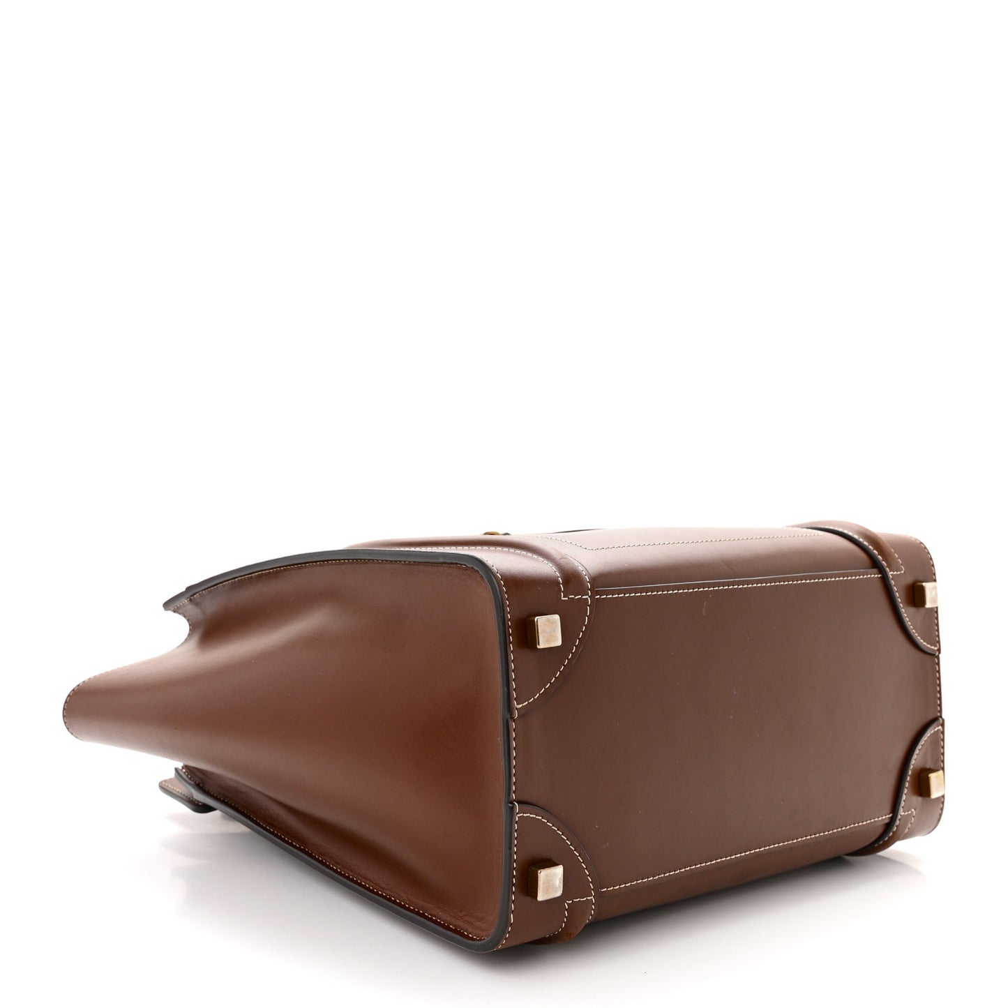 Satinated Natural Calfskin Micro Luggage Dark Brown