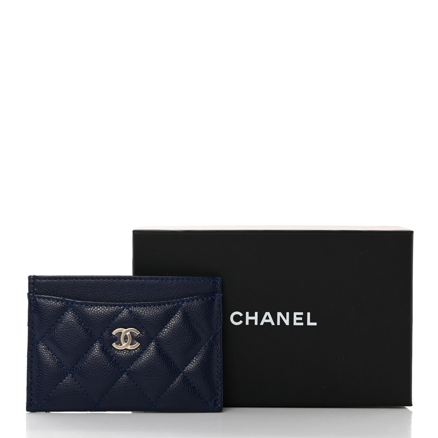 Caviar Quilted Card Holder Navy