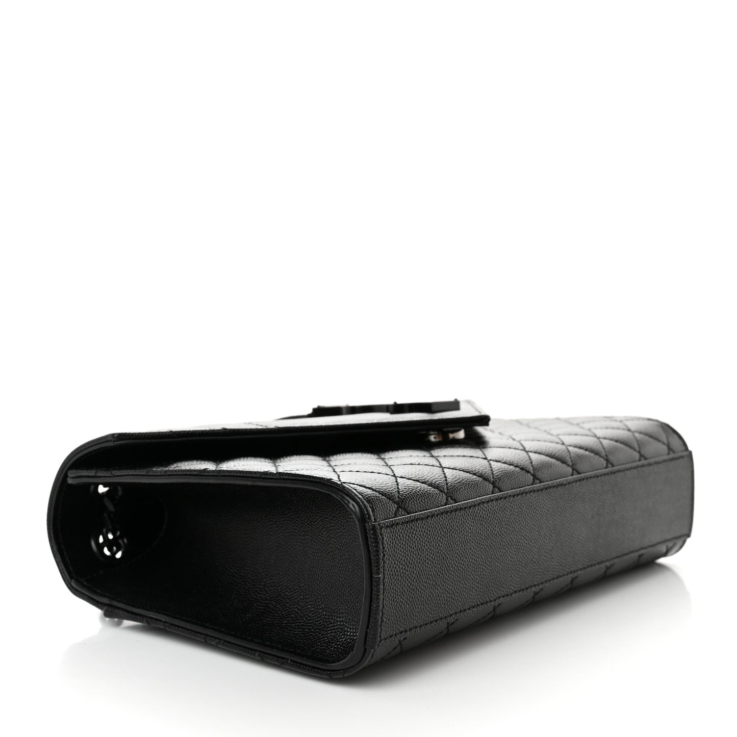 Grain De Poudre Textured Mixed Matelasse Triquilt Medium Monogram Monochrome Satchel Black