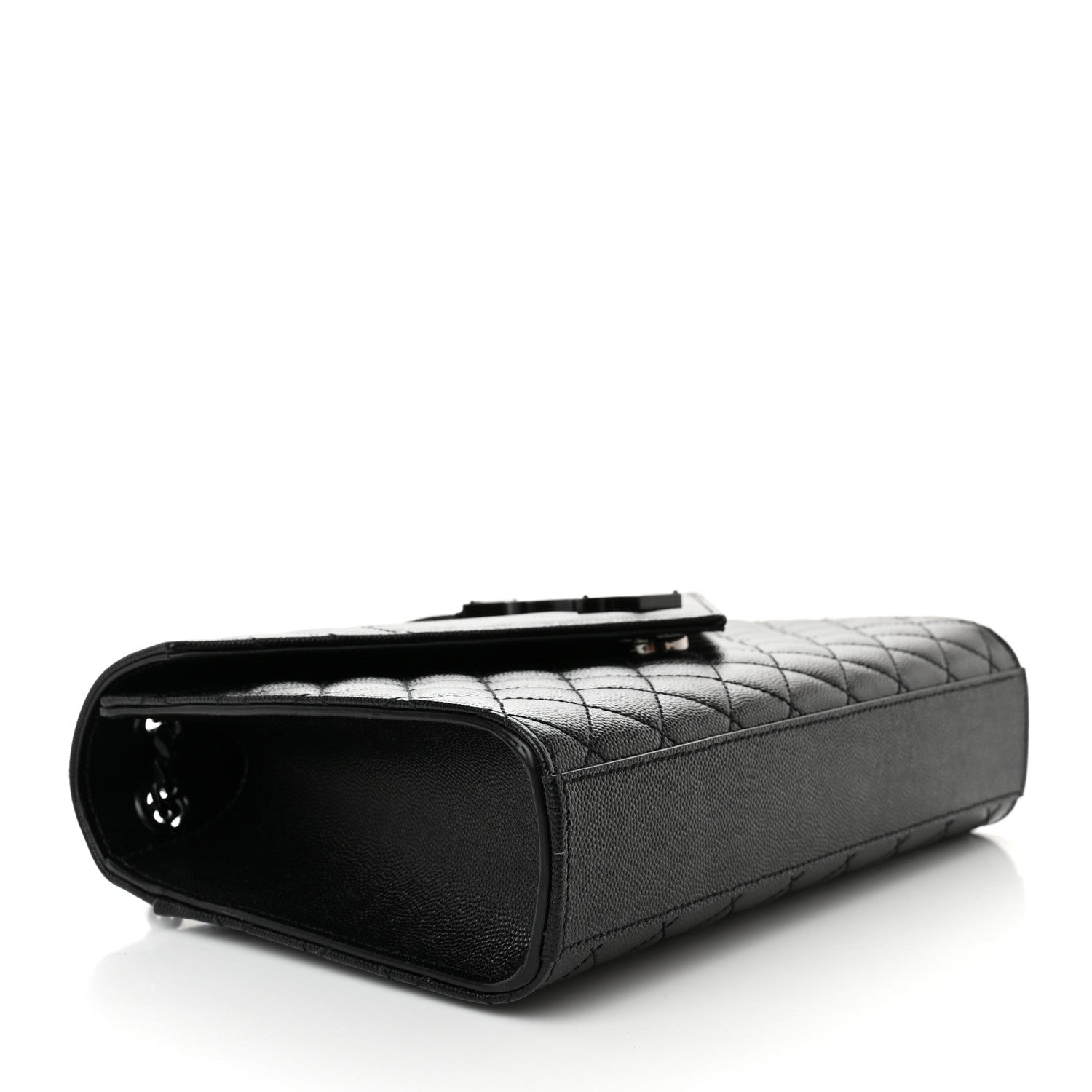 Saint Laurent Grain De Poudre Textured Mixed Matelasse Triquilt Medium Monogram Monochrome Satchel Black 4 of 11