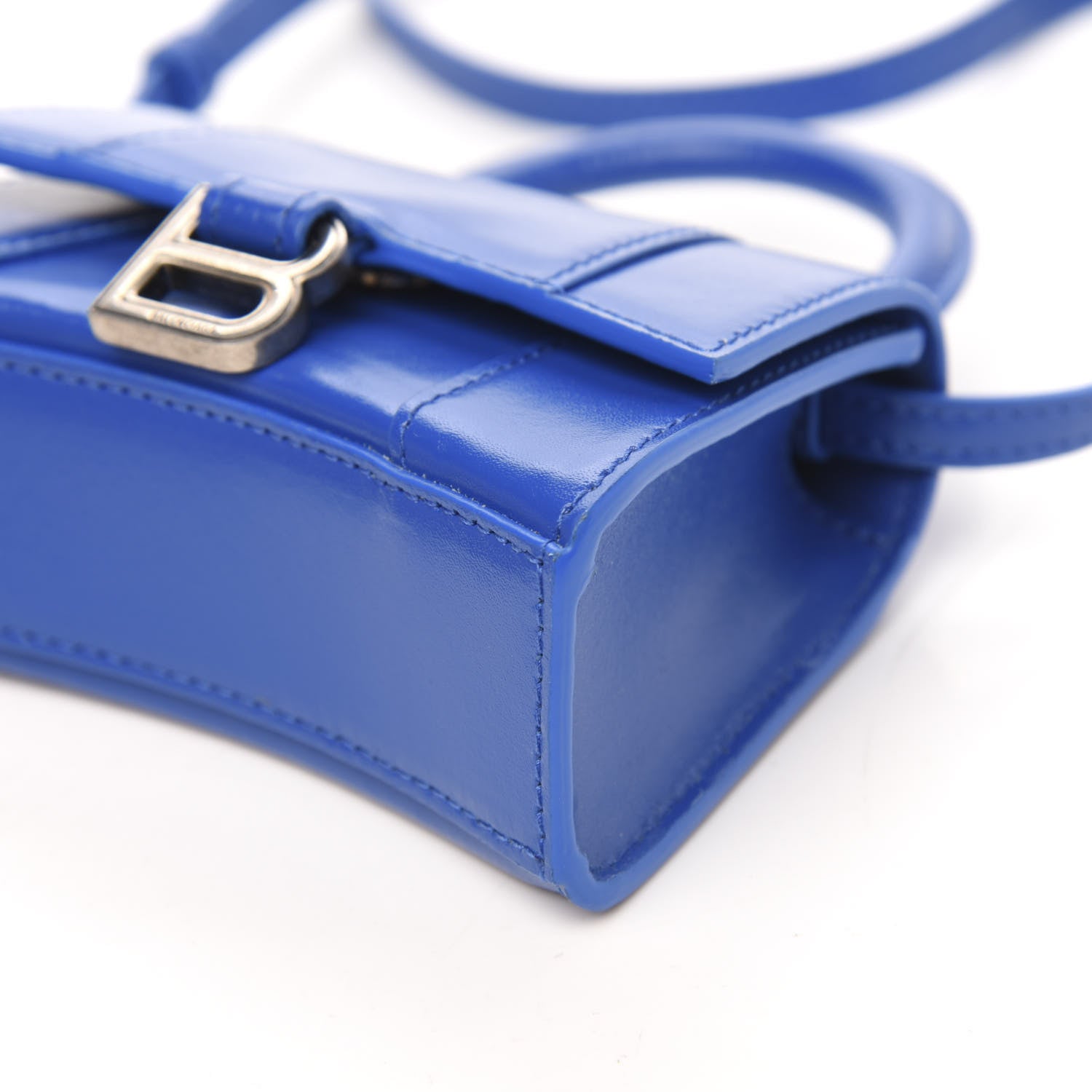 Balenciaga Shiny Box Calfskin Hourglass Top Handle Bag Mini Bleu 8 of 8