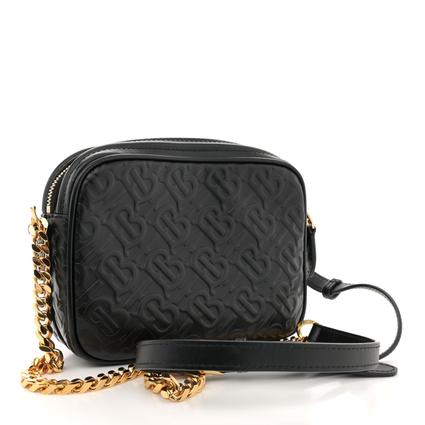Calfskin Embossed Monogram Camera Chain Bag Black