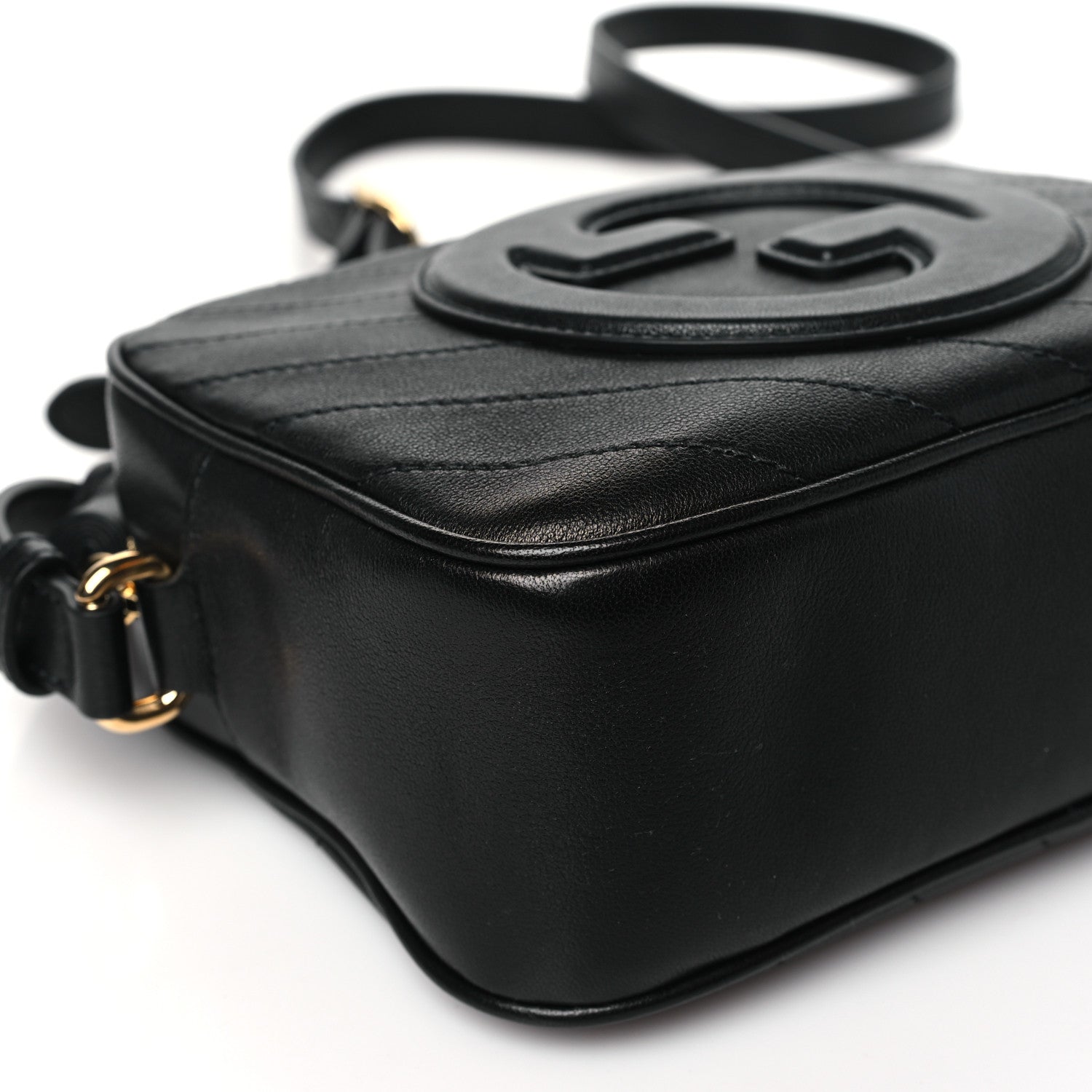 Gucci Sakai Be Green Calfskin Diagonal Stitched Small Blondie Shoulder Bag Black 8 of 9