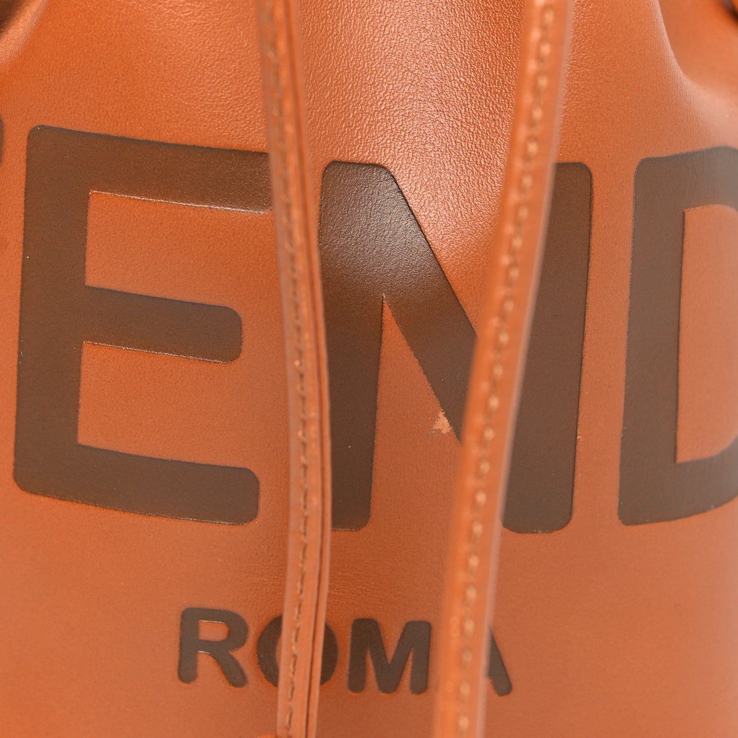 Vitello King F is Fendi Logo Embossed Mini Mon Tresor Bucket Bag Cuoio