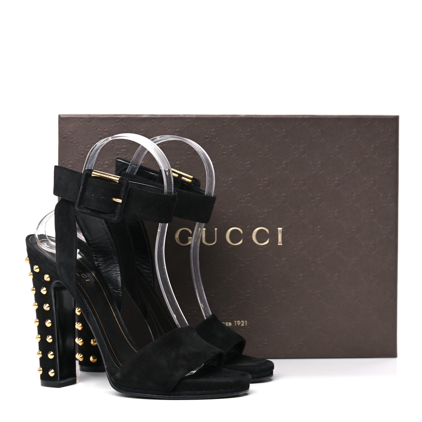 Kid Scamosciato Studded Buckle Platform Sandals 37 Black Gold
