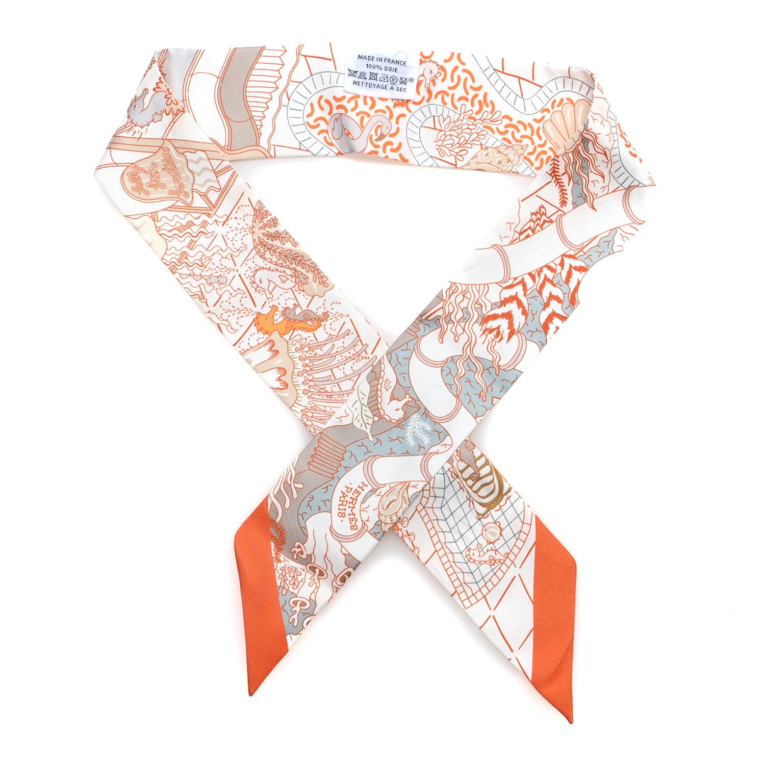 Hermes Silk Splash Park Twilly Blanc Orange Vert De Gris 1979842