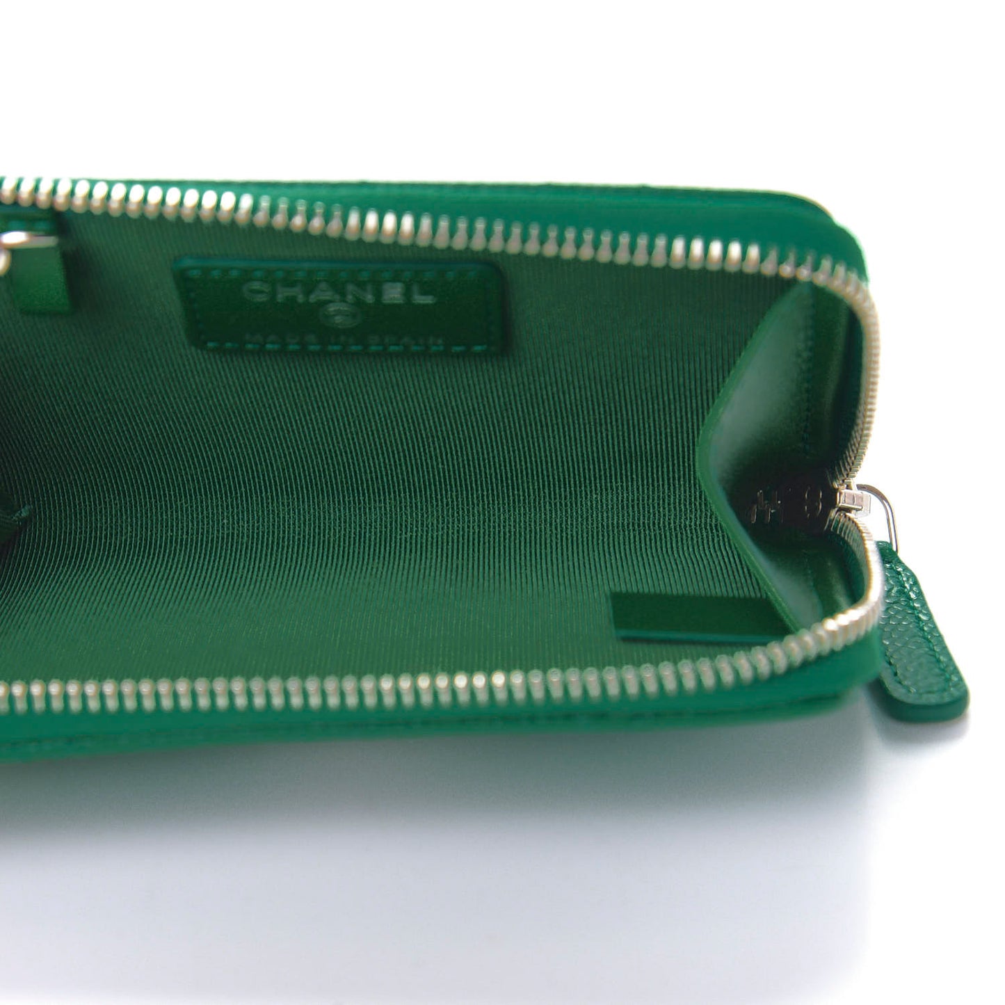 Caviar Quilted Zipped Key Holder Case Green