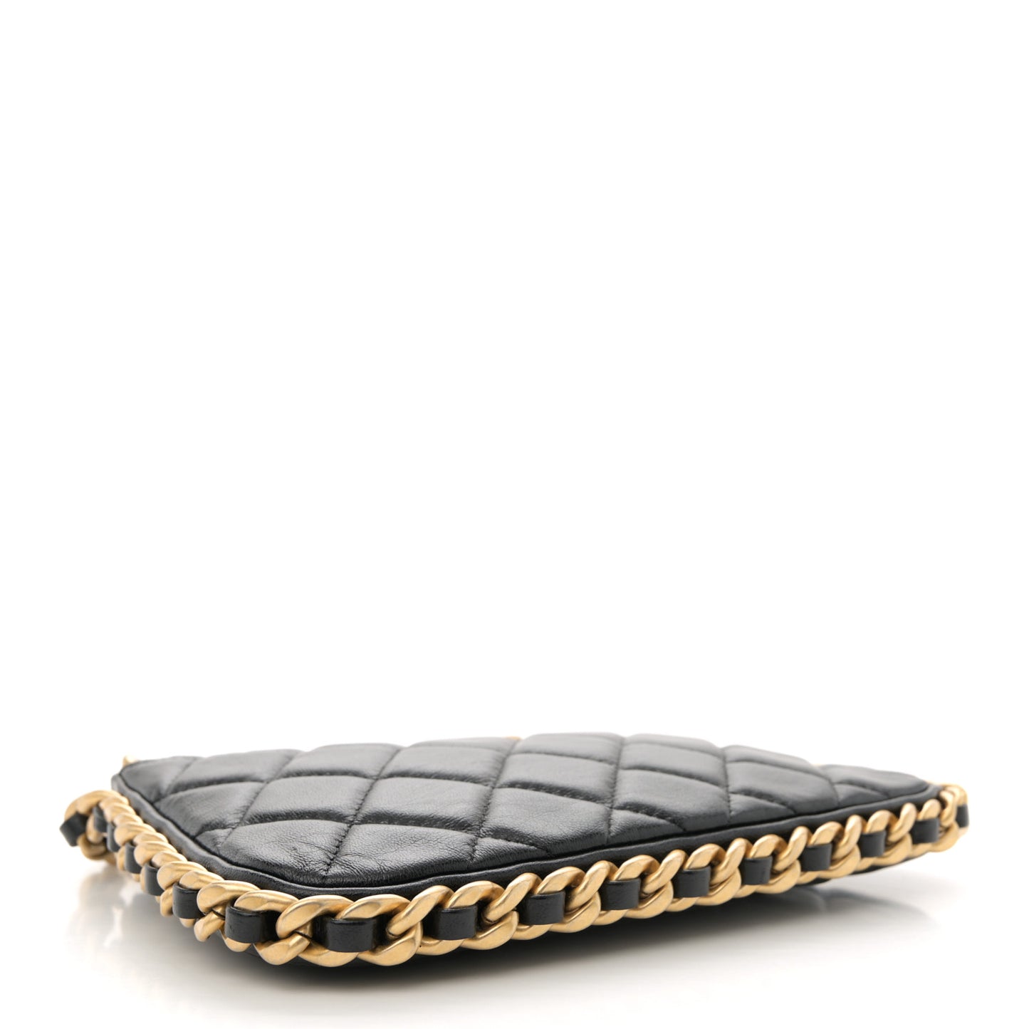 Lambskin Quilted Chain Around Top Handle Mini Bag Black