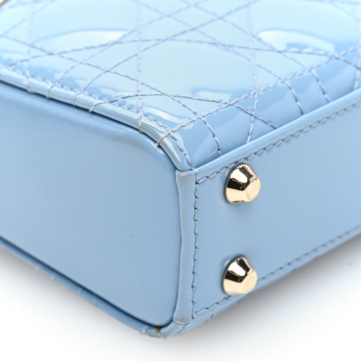 Patent Cannage Micro Lady Dior Cornflower Blue