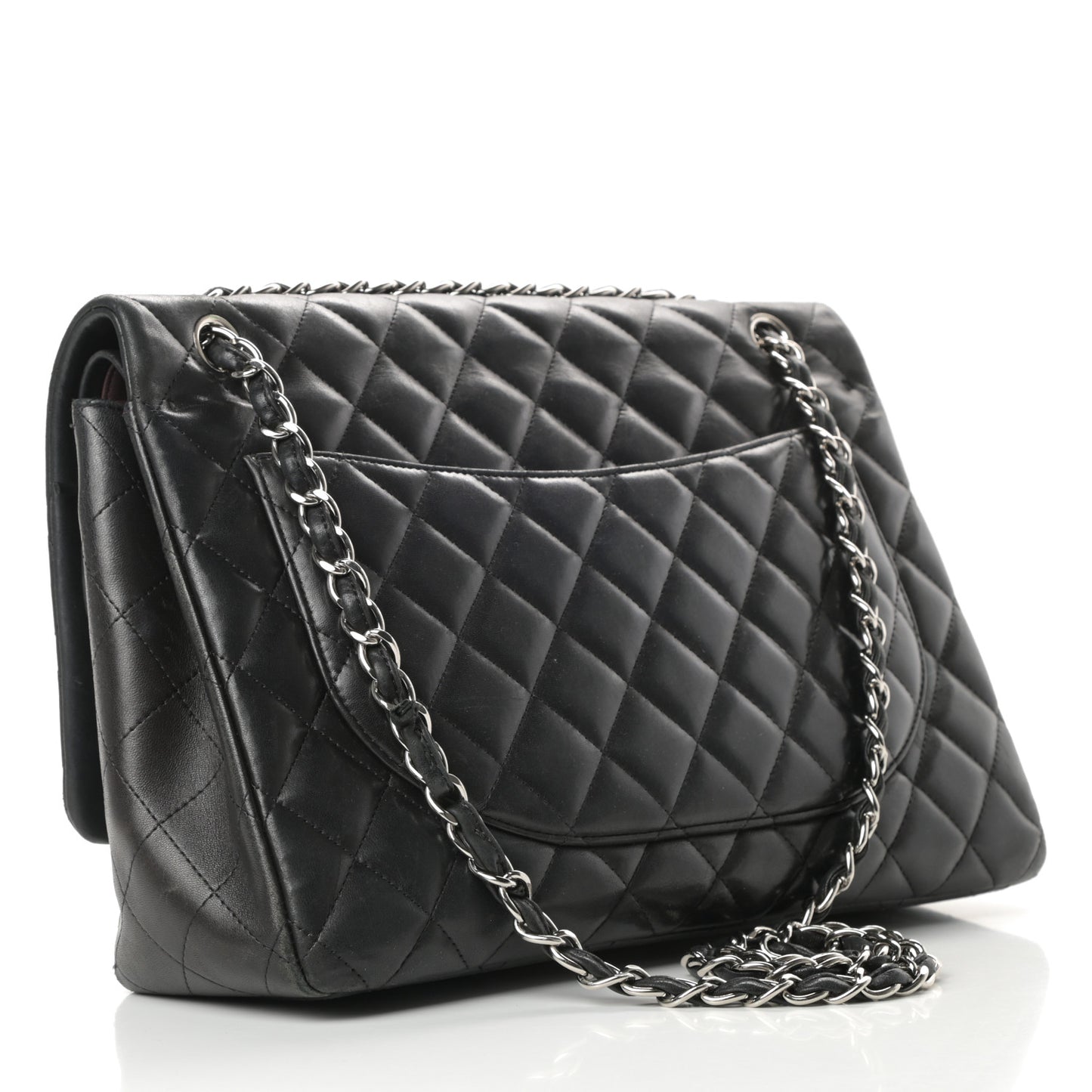 Lambskin Quilted Maxi Double Flap Black