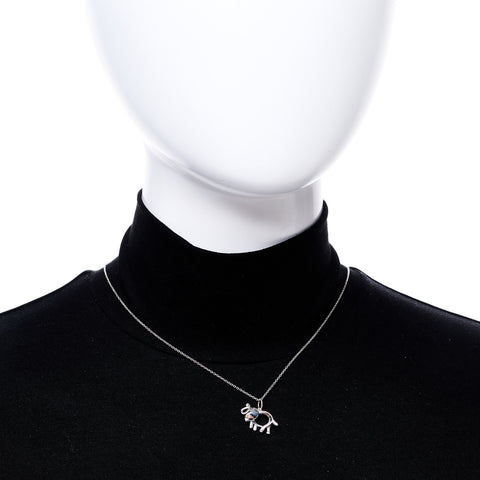 Sterling Silver Tsavorite Save the Wild Elephant Charm Necklace