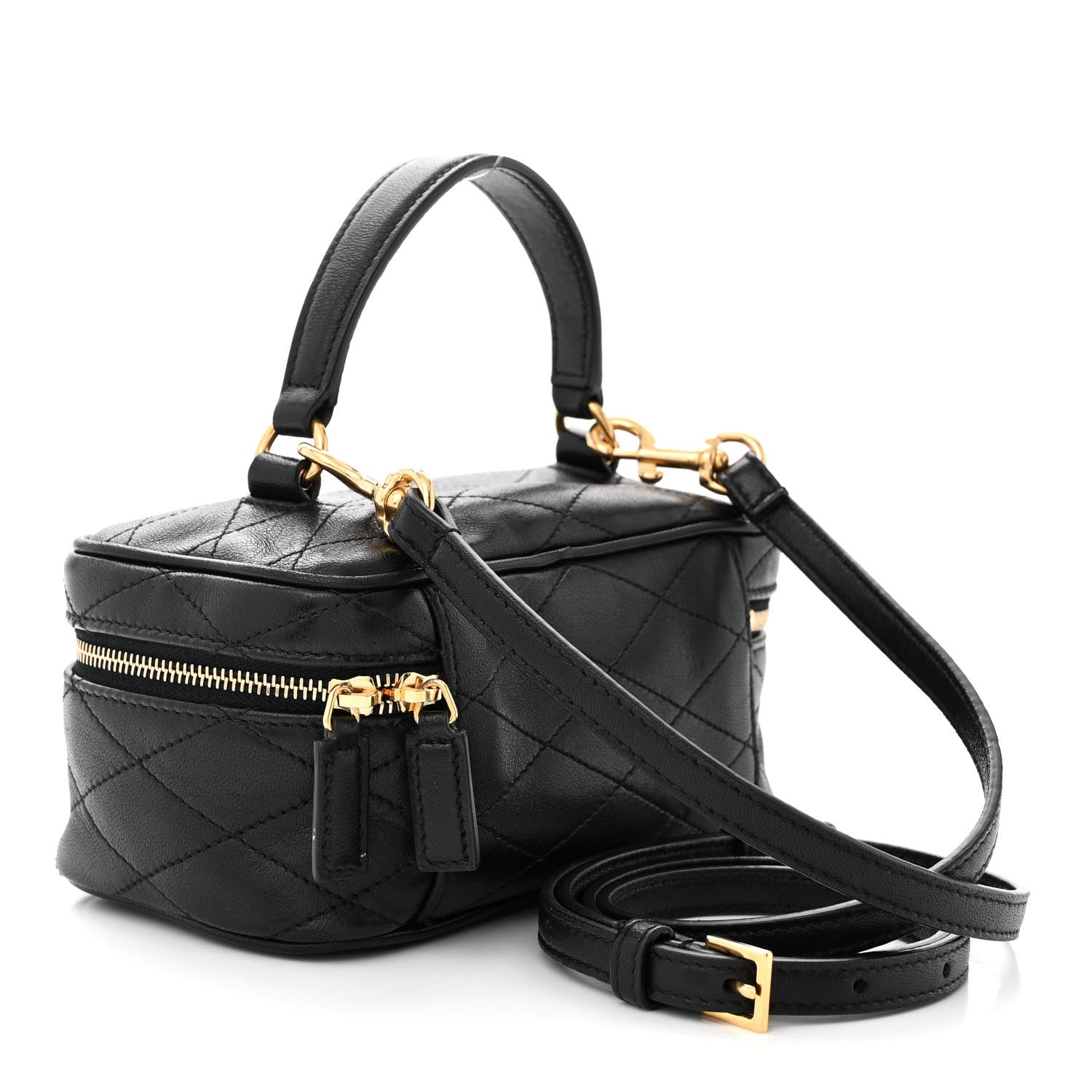 Saint Laurent Grain De Poudre Quilted Vanity Bag Top Handle Black 3 of 11