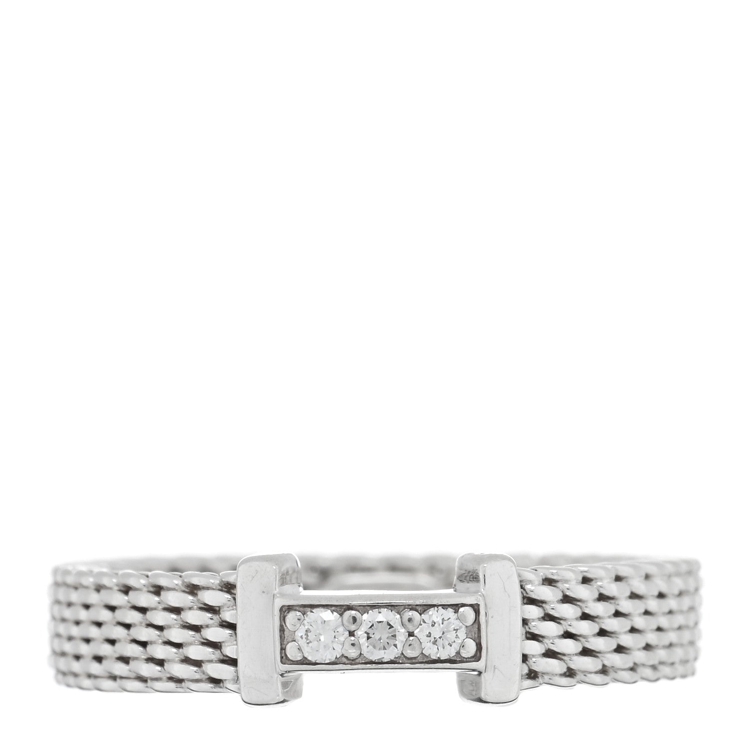 Tiffany Sterling Silver Diamond Somerset Mesh Band Ring 49 5 1 of 4
