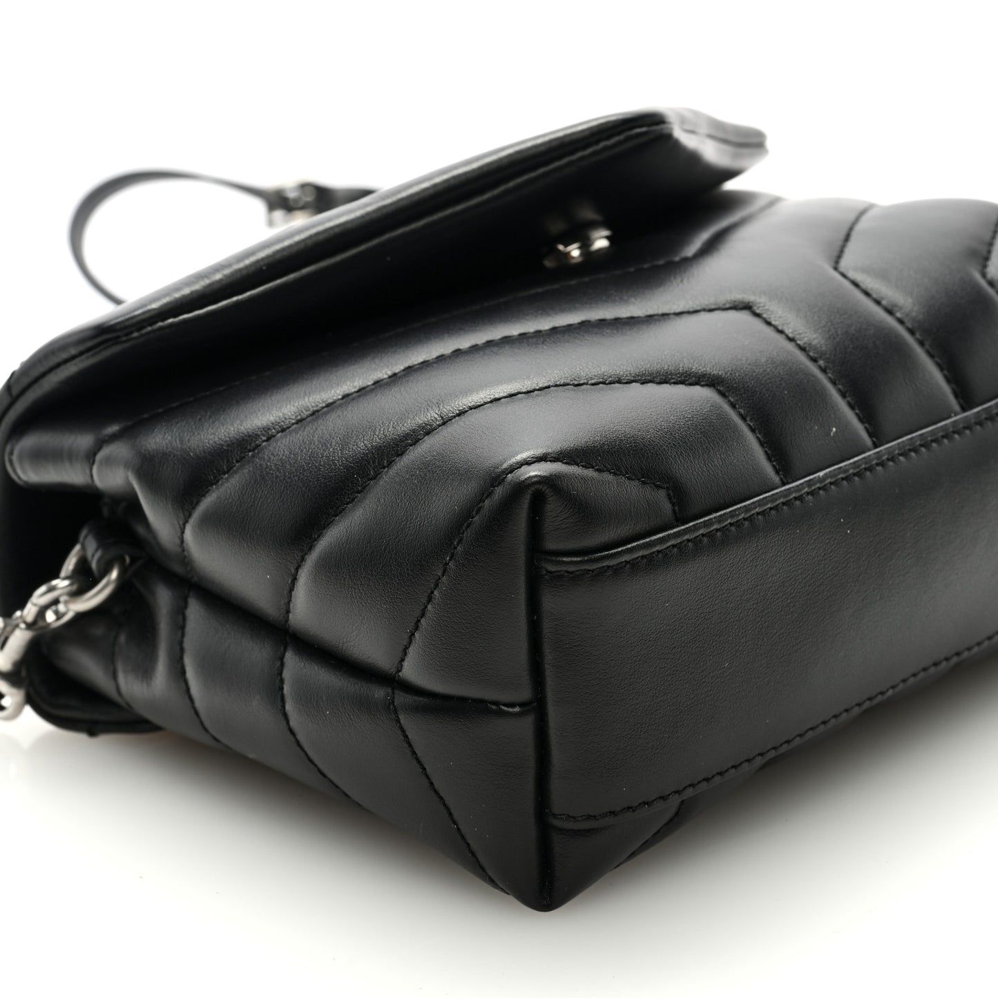 Calfskin Y Quilted Monogram Toy Loulou Crossbody Bag Black