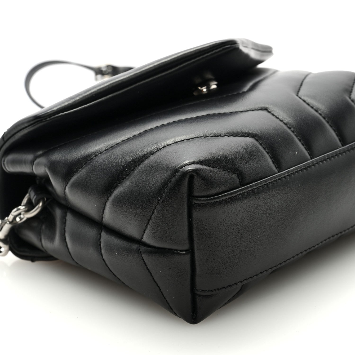 Saint Laurent Calfskin Y Quilted Monogram Toy Loulou Crossbody Bag Black 7 of 9
