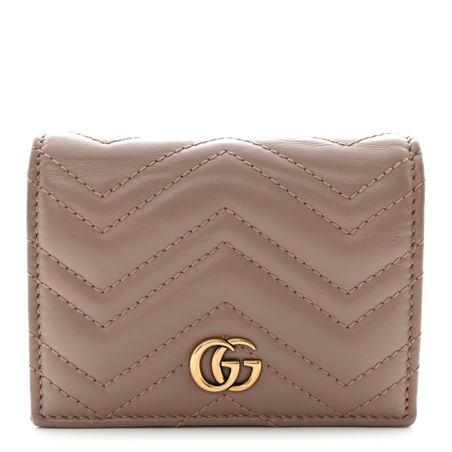 Calfskin Matelasse GG Marmont Card Case Porcelain Rose