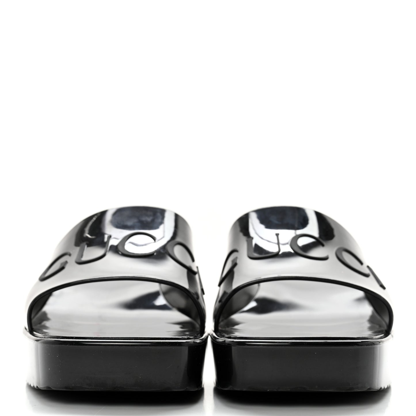 Rubber Gucci Logo Womens Platform 20/60mm Slide Sandals 41 Black
