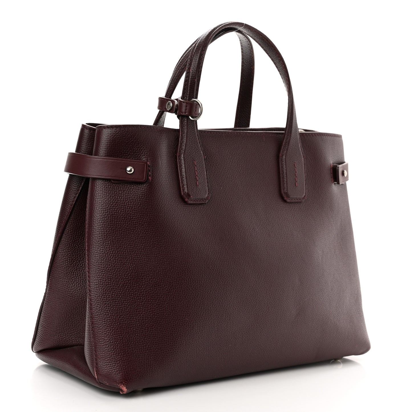 Grainy Calfskin House Check Medium Banner Tote Mahogany Red