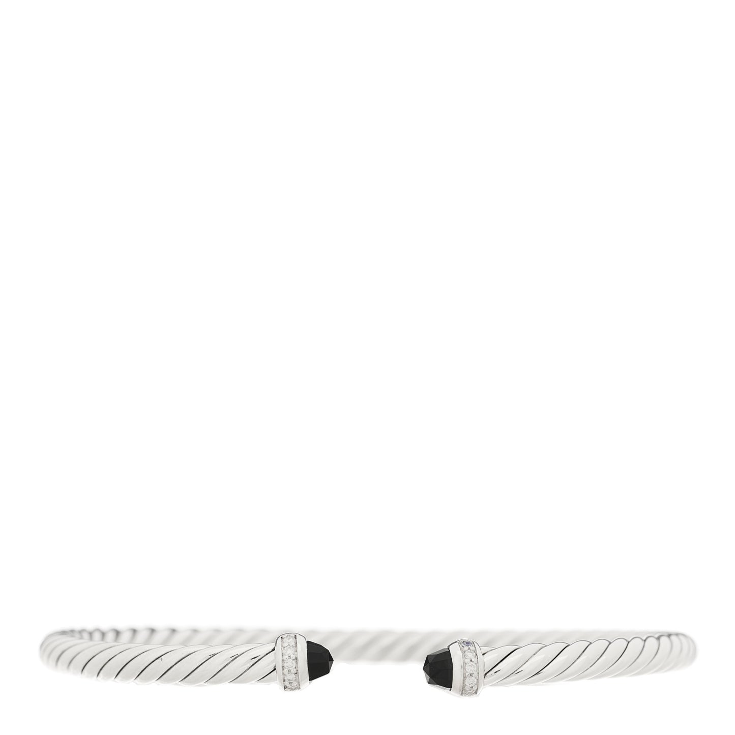 Sterling Silver Diamond Black Onyx 4mm Cable Classics Bracelet