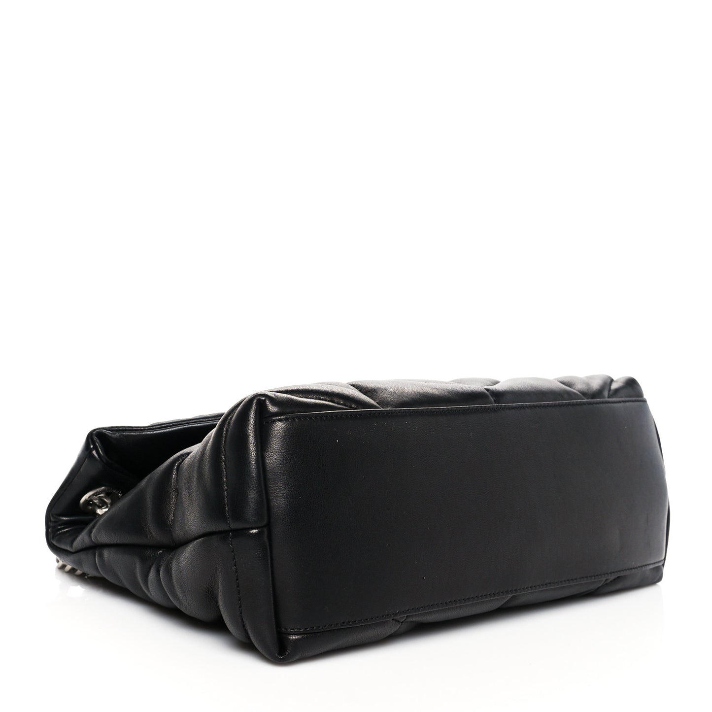 Lambskin Quilted Small Loulou Puffer Monogram Chain Satchel Black
